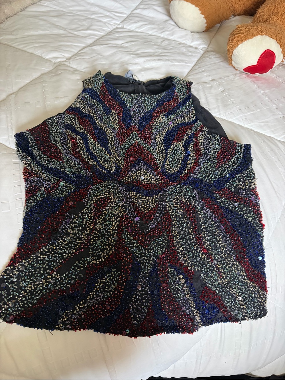 Vintage Laurence kazer silk hand beaded sleeveless shirt